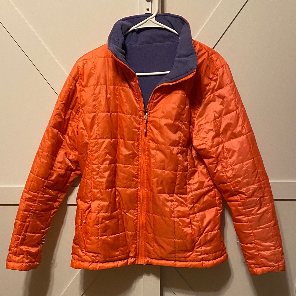 Womens Orange Quilted Reversible Jacket